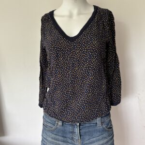 Blouse "Bleu avec motif Orange" ( Occasion)