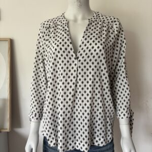 Blouse " Blanche Motif Noir" ( OCCASION)